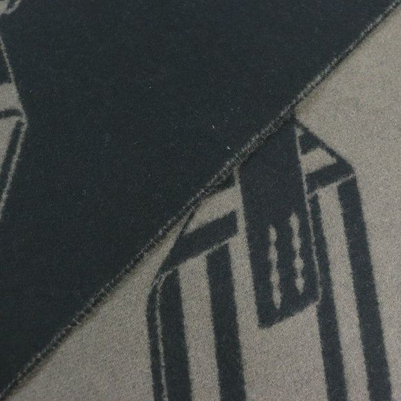 Hermes H394808t Zigzag Sangle 100% Cashmere Shawl Scarf Black Basalt With Box - Picture 4 of 10